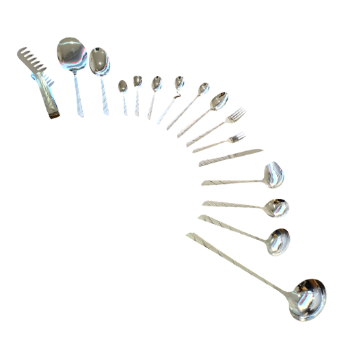 سرویس قاشق چنگال بیزانس ایتالیا 144 پارچه مدل راه راه نقره ای 4 سرویس قاشق چنگال بیزانس ایتالیا 144 پارچه مدل راه راه نقره ای