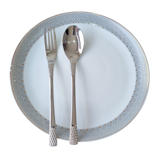 سرویس قاشق و چنگال یونیک آلمان 120 پارچه مدل آناناسی نقره ای 4 سرویس قاشق و چنگال یونیک آلمان 120 پارچه مدل آناناسی نقره ای