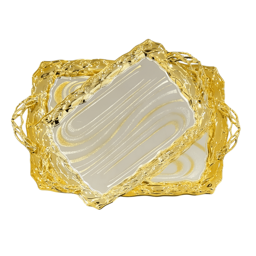 سینی پذیرایی 2 پارچه مستطیل کف لیزری زیو هوم مدل امواج