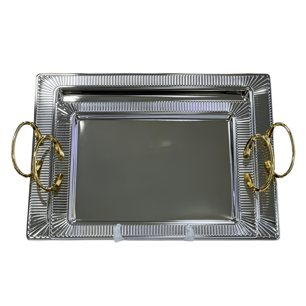 سینی پذیرایی 2 پارچه مستطیل حاشیه هاشوری زیو هوم