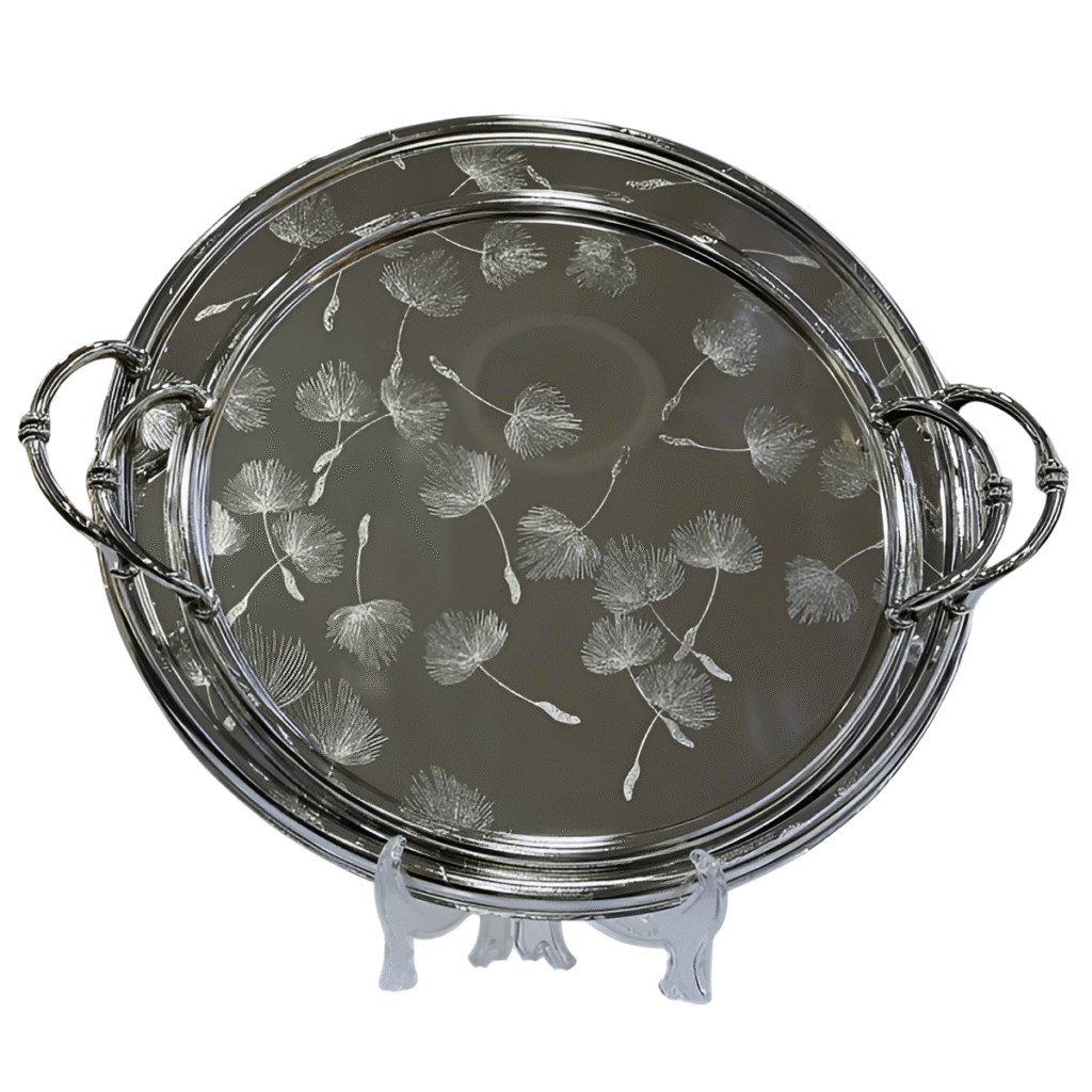 سینی پذیرایی 2 پارچه دایره زیو هوم مدل قاصدک