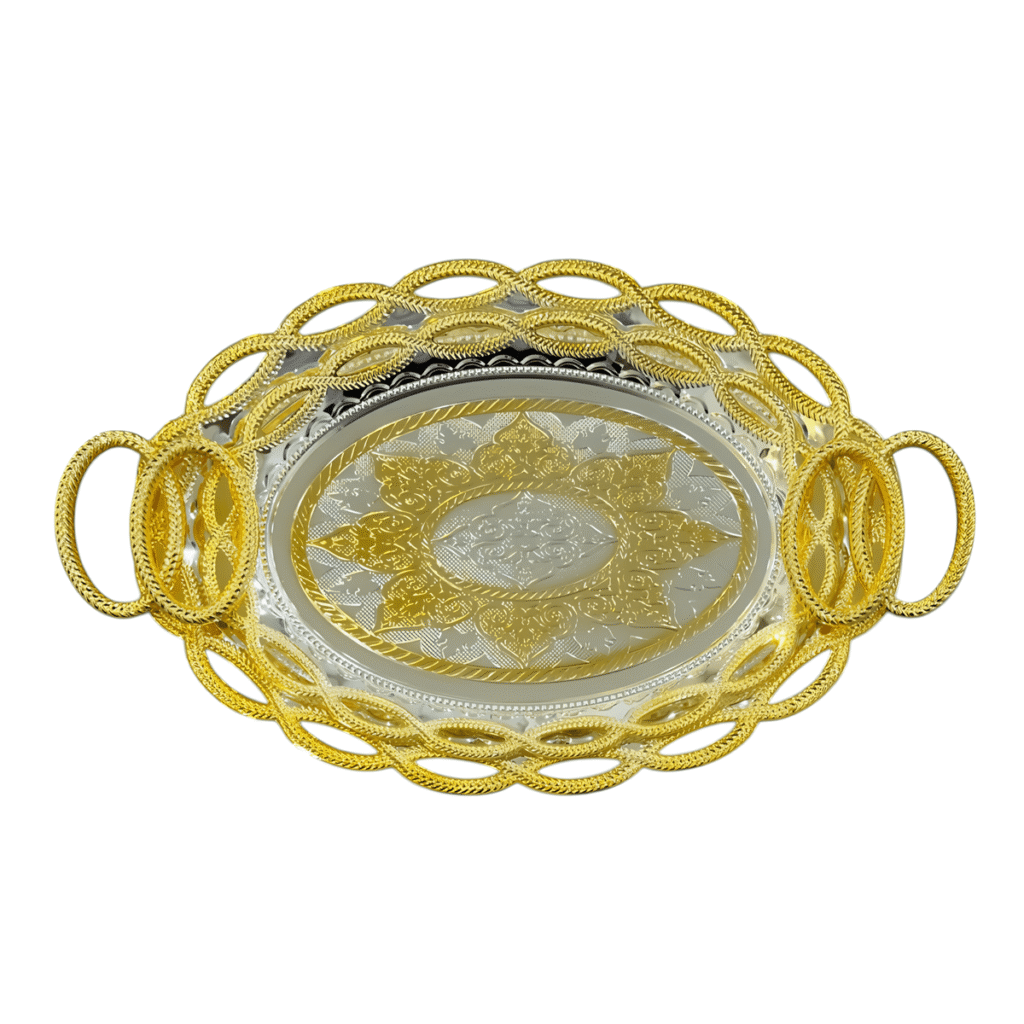 سینی پذیرایی 2 پارچه بیضی کف برجسته زیو هوم