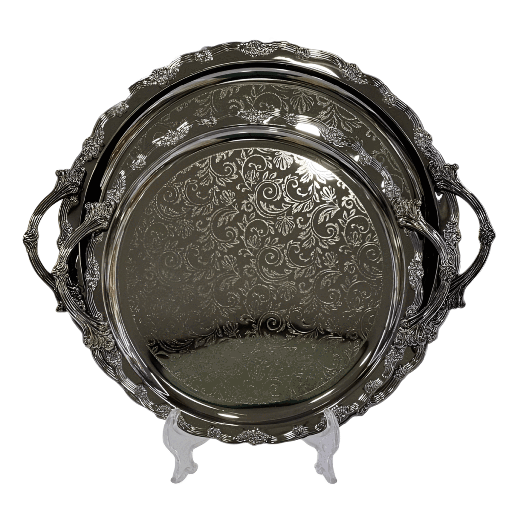 سینی پذیرایی 2 پارچه دایره زیو هوم مدل بوستان