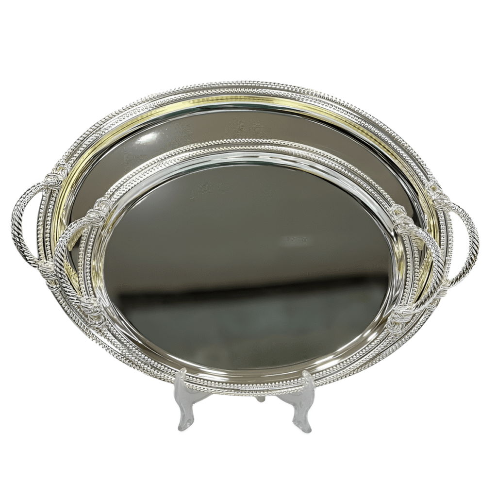 سینی پذیرایی 2 پارچه بیضی حاشیه ریز زیو هوم