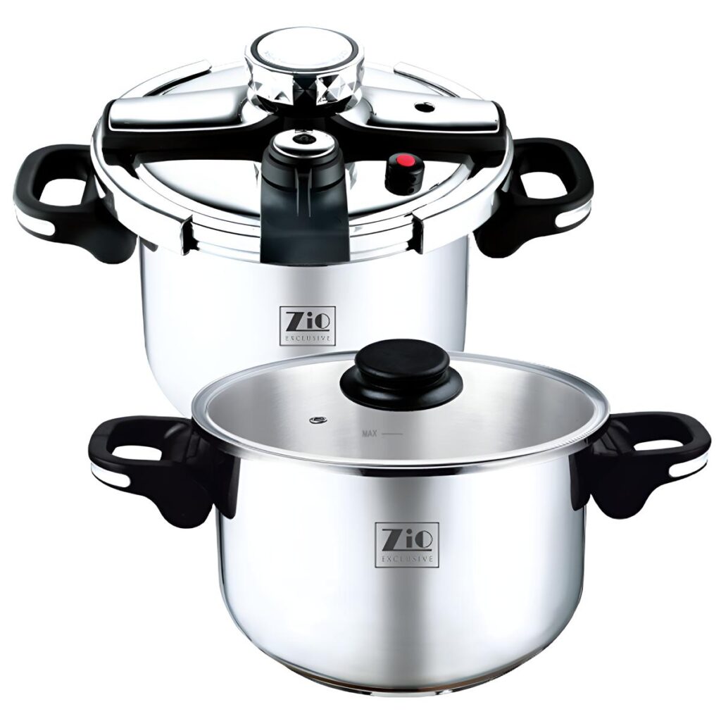 زودپز استیل زیو مدل ZPC-1655-09 با دو قابلمه 6 و 9 لیتری