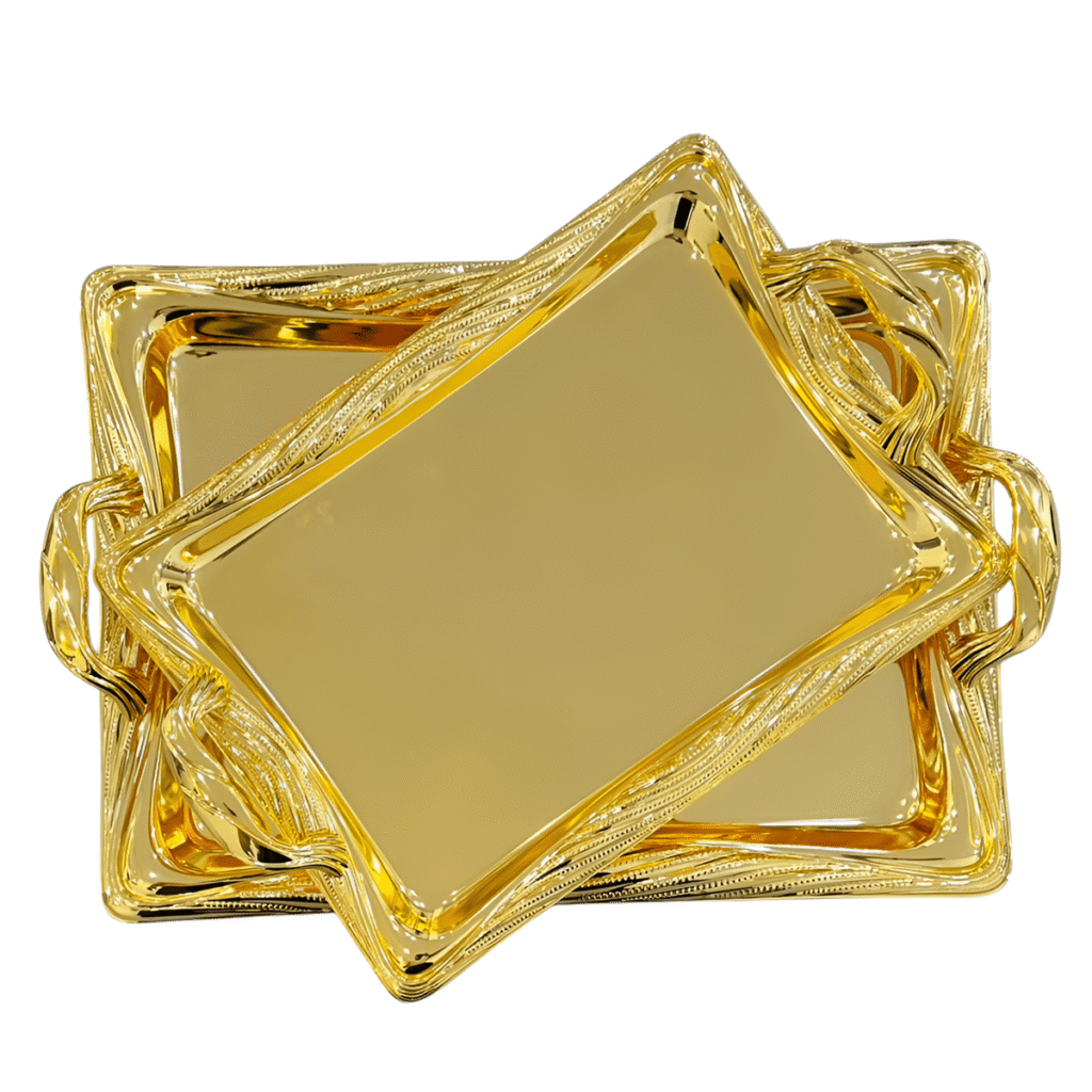 سینی پذیرایی 2 پارچه مستطیل کف ساده زیو هوم مدل گیسو