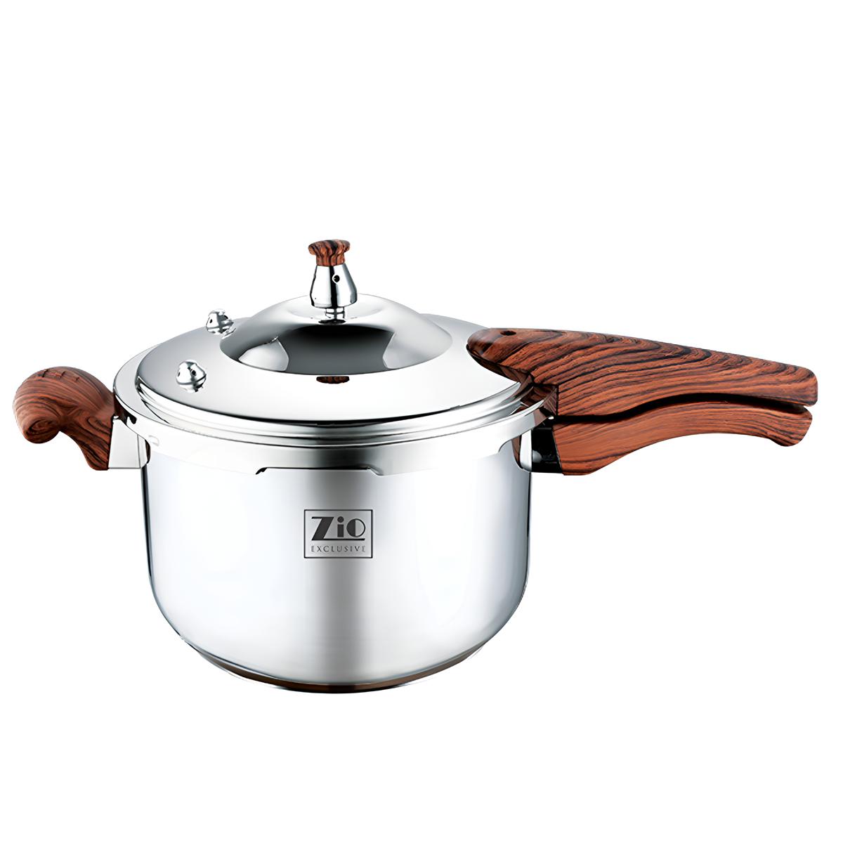 زودپز استیل زیو مدل ZPC-1603 با دسته های طرح چوب در حجم های 5، 7 و 9 لیتری 1 زودپز استیل زیو مدل ZPC-1603 با دسته های طرح چوب در حجم های 5، 7 و 9 لیتری