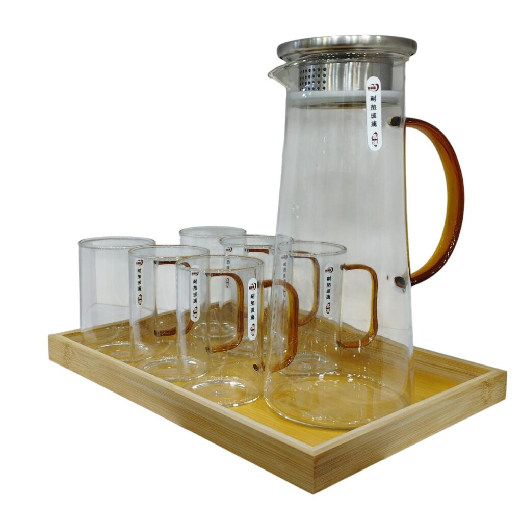 سرویس پارچ و لیوان پیرکس شعله مستقیم سینی دار