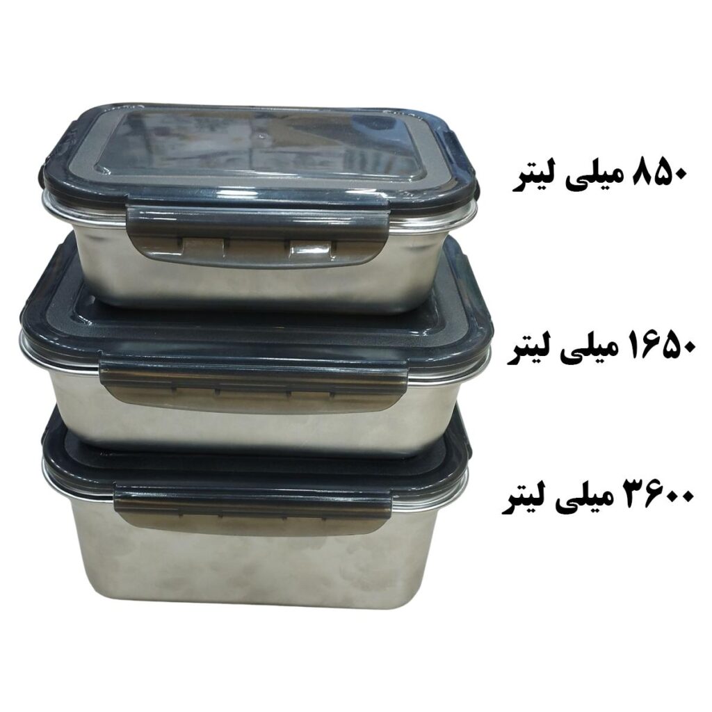 ست ظروف استیل 6 پارچه یونیک با درب پلاستیکی اندازه بزرگ